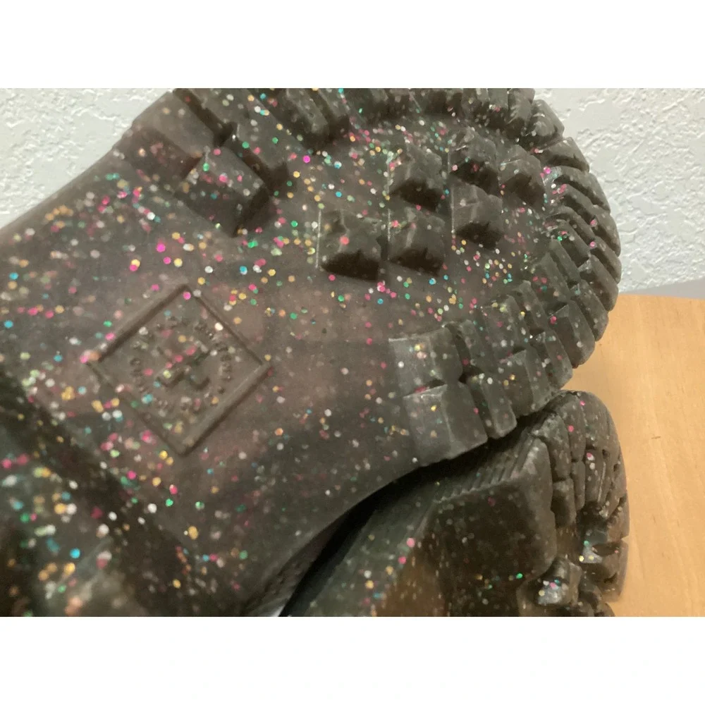 Dr Martens Boots Kids Size 12 Iridescent White Glitter Sole Side Zip Delaney